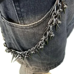 Pants Chain Accessory for Wallets and Keys Rivet Waist Chains Punk Hip-Hop Streetwear Pants Chain for Men & Women Gothic Unisex Belt Accessory with Studs