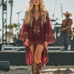 Retro Ethnic Loose Size Dress for Festival Party Carnival Summer Floral