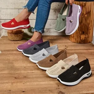 Super Lightweight Womens Knit Cut-out Sneakers - Ultra-Casual, Exceptionally Breathable, Easy Slip-On Shoes with Flat Heel for Comfort and Sports sole - for Outdoor Walking and Casual Strolls Solid Color Women's Flower Flip Flops(Raincoats)