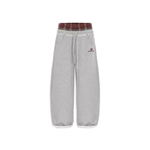 Plaid Patchwork Sweatpants Super Loose Sweatpants Menswear Man(Raincoats)