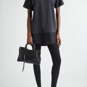 Balenciaga Hybrid Loop Sports Icon Logo Dry Jersey & Poplin T-Shirt Dress