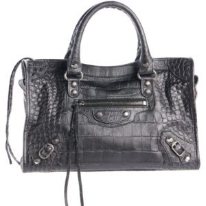 Balenciaga Small Le City Croc Embossed Leather Top Handle Bag