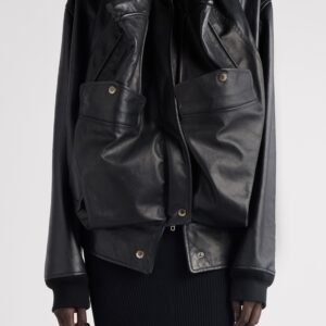 Balenciaga Upside Down Lambskin Leather Blouson Jacket