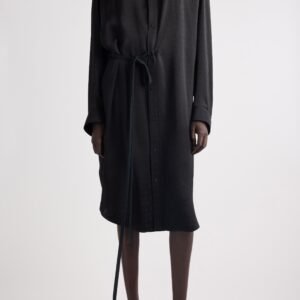 Balenciaga Cocoon Logo Jacquard Oversize Long Sleeve Satin Shirtdress