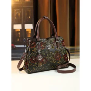 Women's Floral Embossed Handbag, Fashionable Large Capacity Shoulder Bag for Daily Used, Casual Trendy Versatile High-quality Daily Commuting Bag