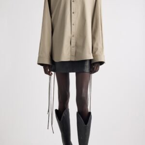 Balenciaga Lace-Up Detail Oversize Cotton Gabardine Button-Up Shirt