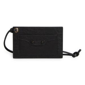 Balenciaga Le City Crackled Leather Card Holder Bag Charm