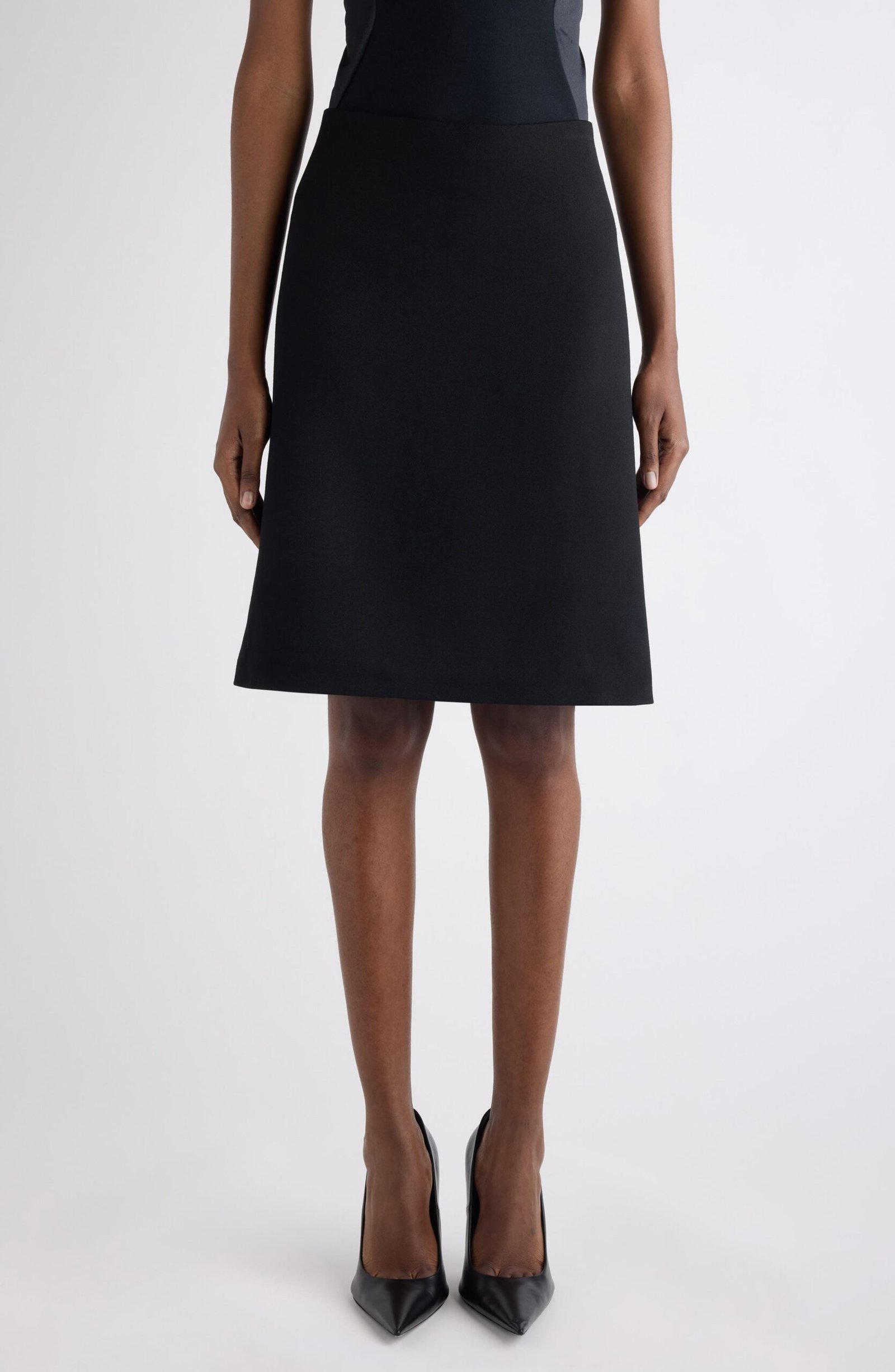 Balenciaga Wool Twill A-Line Midi Skirt
