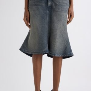 Balenciaga Denim A-Line Midi Skirt