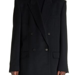 Balenciaga Regular Fit Double Breasted Wool Blazer