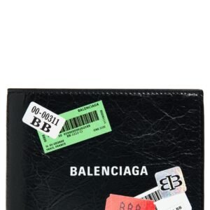 Balenciaga Sticker Square Leather Bifold Wallet