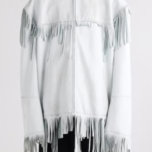 Balenciaga Fringe Leather Hooded Jacket