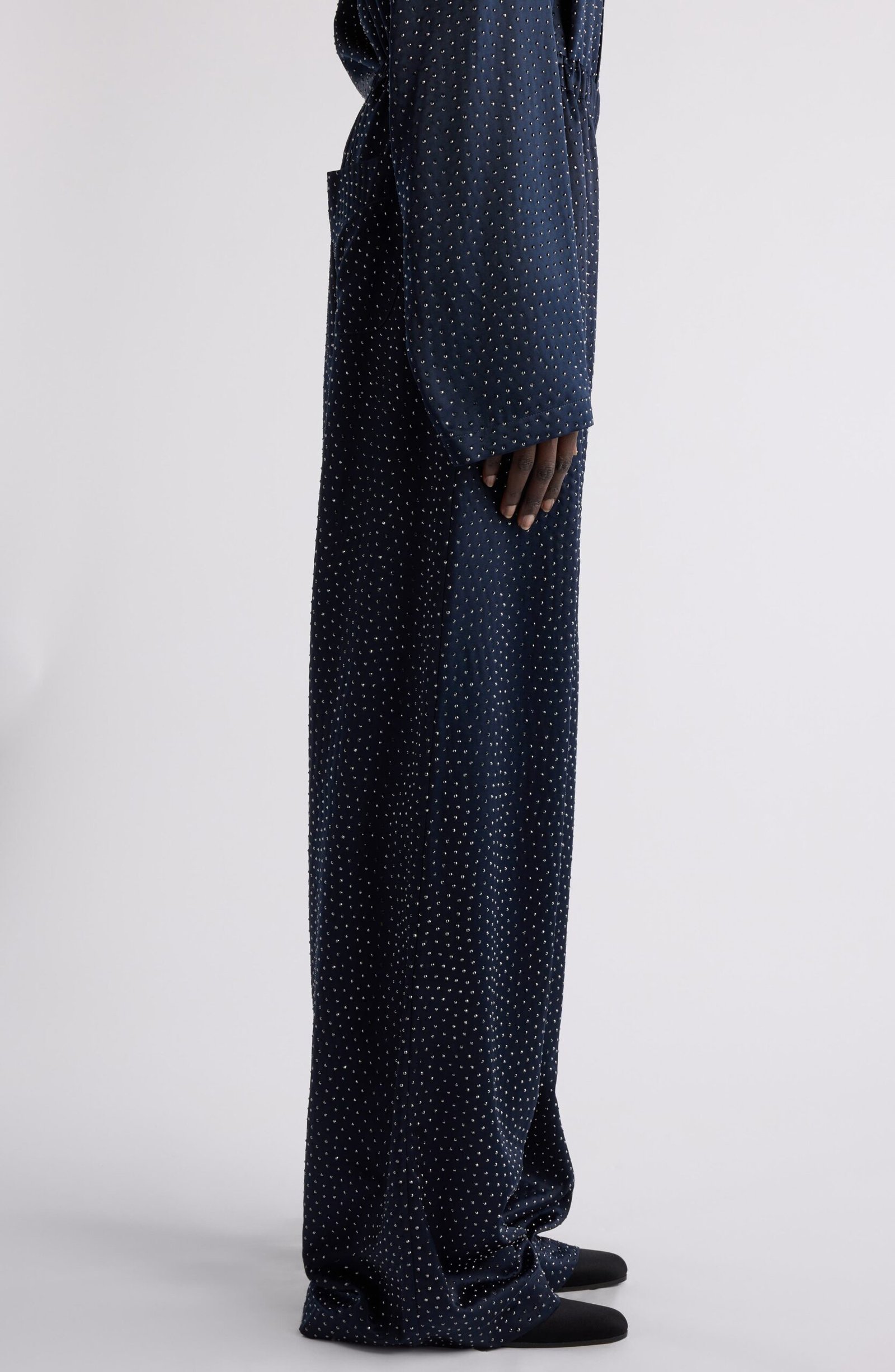 Balenciaga Crystal Embellished Satin Pajama Pants - Image 4