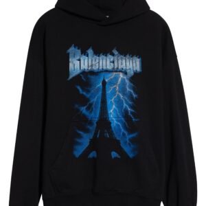Balenciaga Paris Thunderstorm Medium Fit Dry Fleece Graphic Hoodie