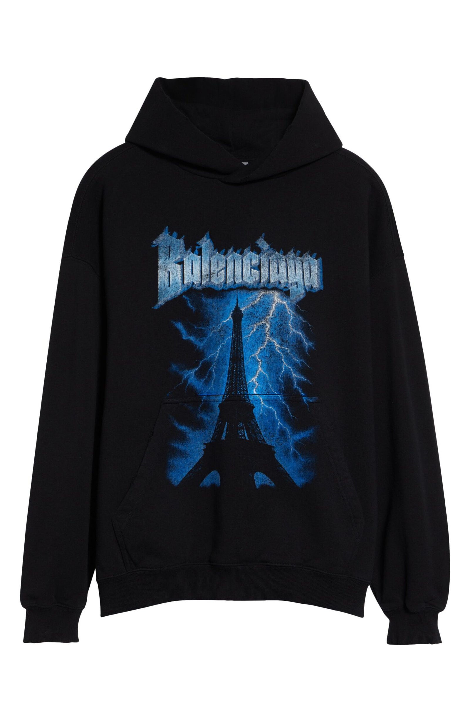 Balenciaga Paris Thunderstorm Medium Fit Dry Fleece Graphic Hoodie