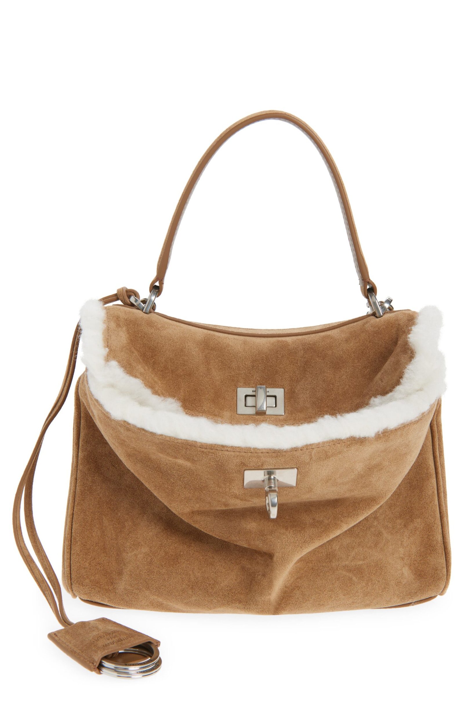 Balenciaga Mini Rodeo Suede & Fleece Top Handle Bag