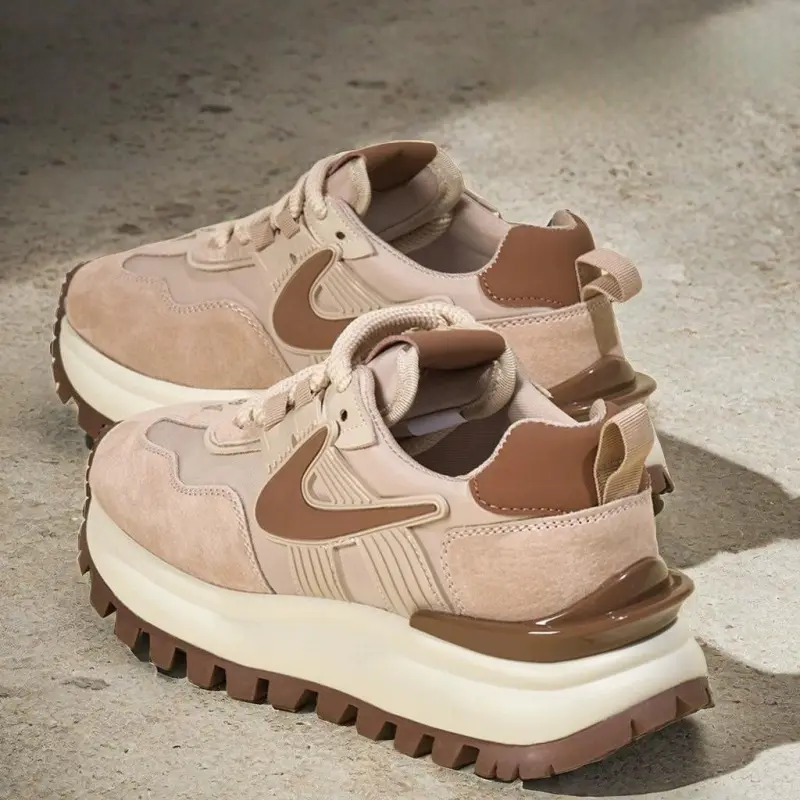 Trend Pink Shoes Stylish Platform Sneakers for Women, Lightweight Daily Wear Dad Shoes with Anti-Slip Sole and Cushion Support - Image 2