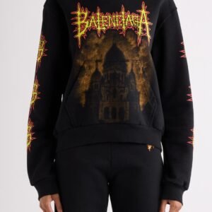 Balenciaga Medium Fit Distressed Sacré Couer Graphic Hoodie