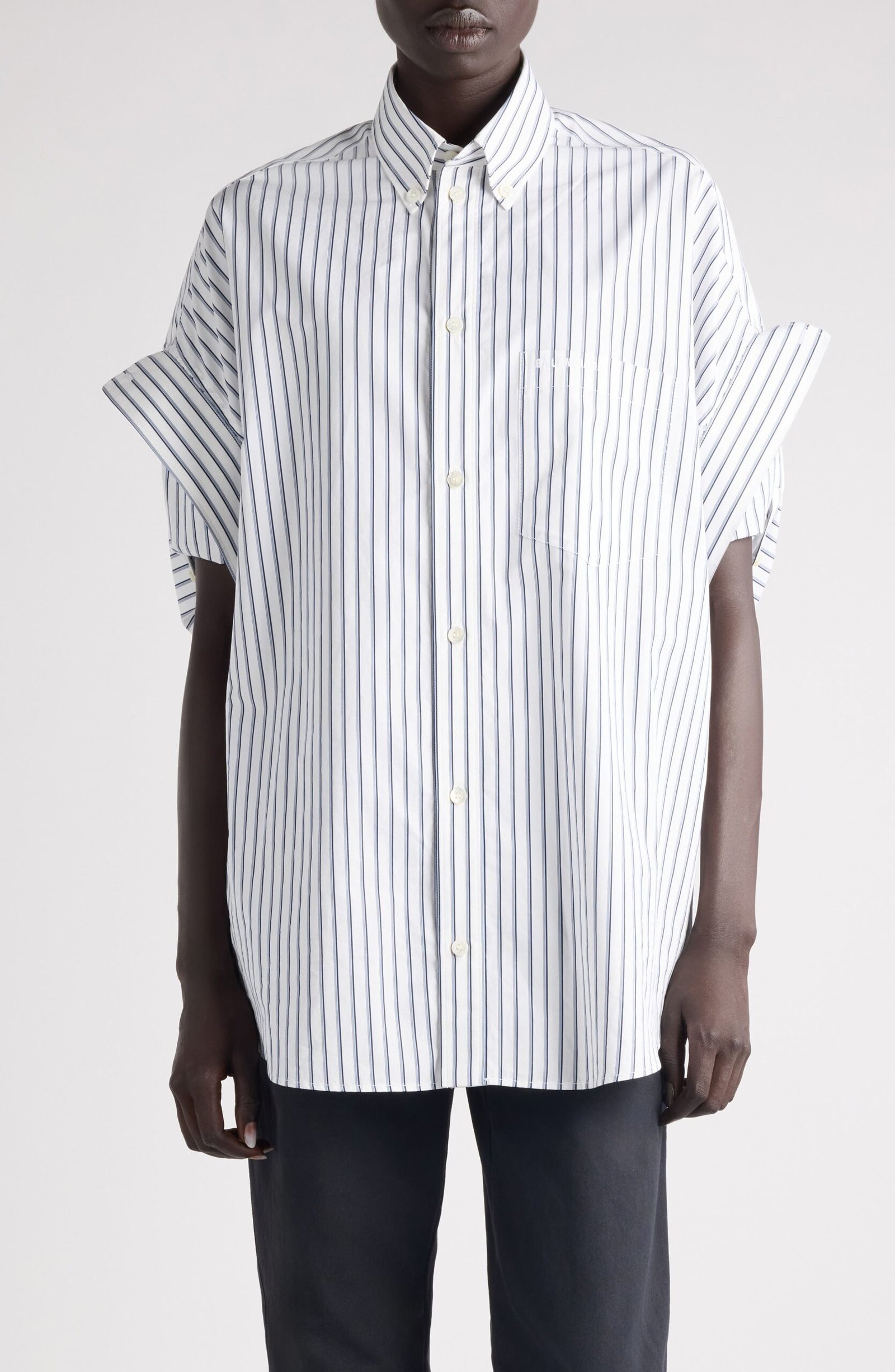 Balenciaga Tucked Short Sleeve Button-Down Shirt