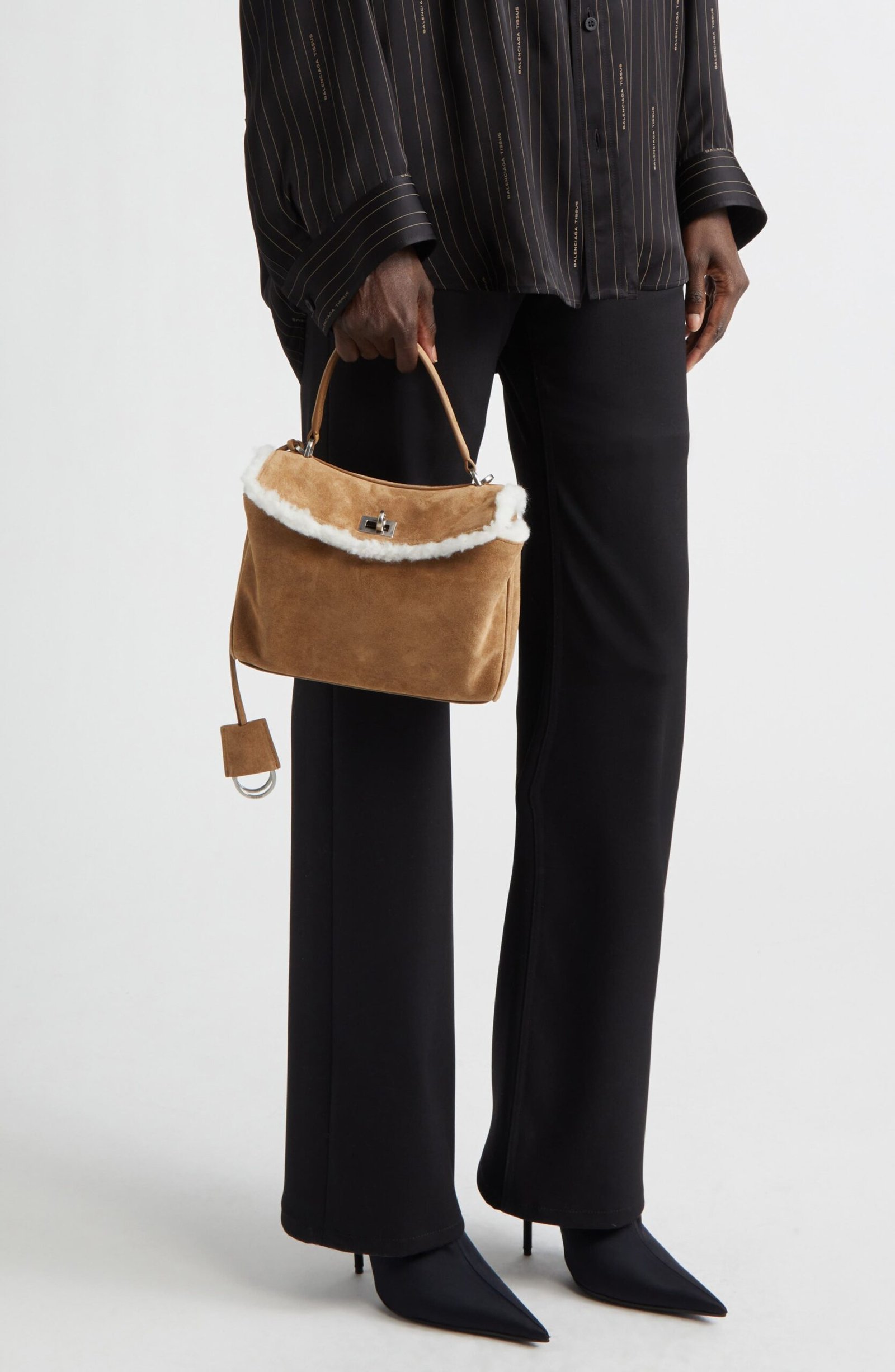 Balenciaga Mini Rodeo Suede & Fleece Top Handle Bag - Image 3