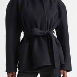 Balenciaga Short Double Face Wool Wrap Coat