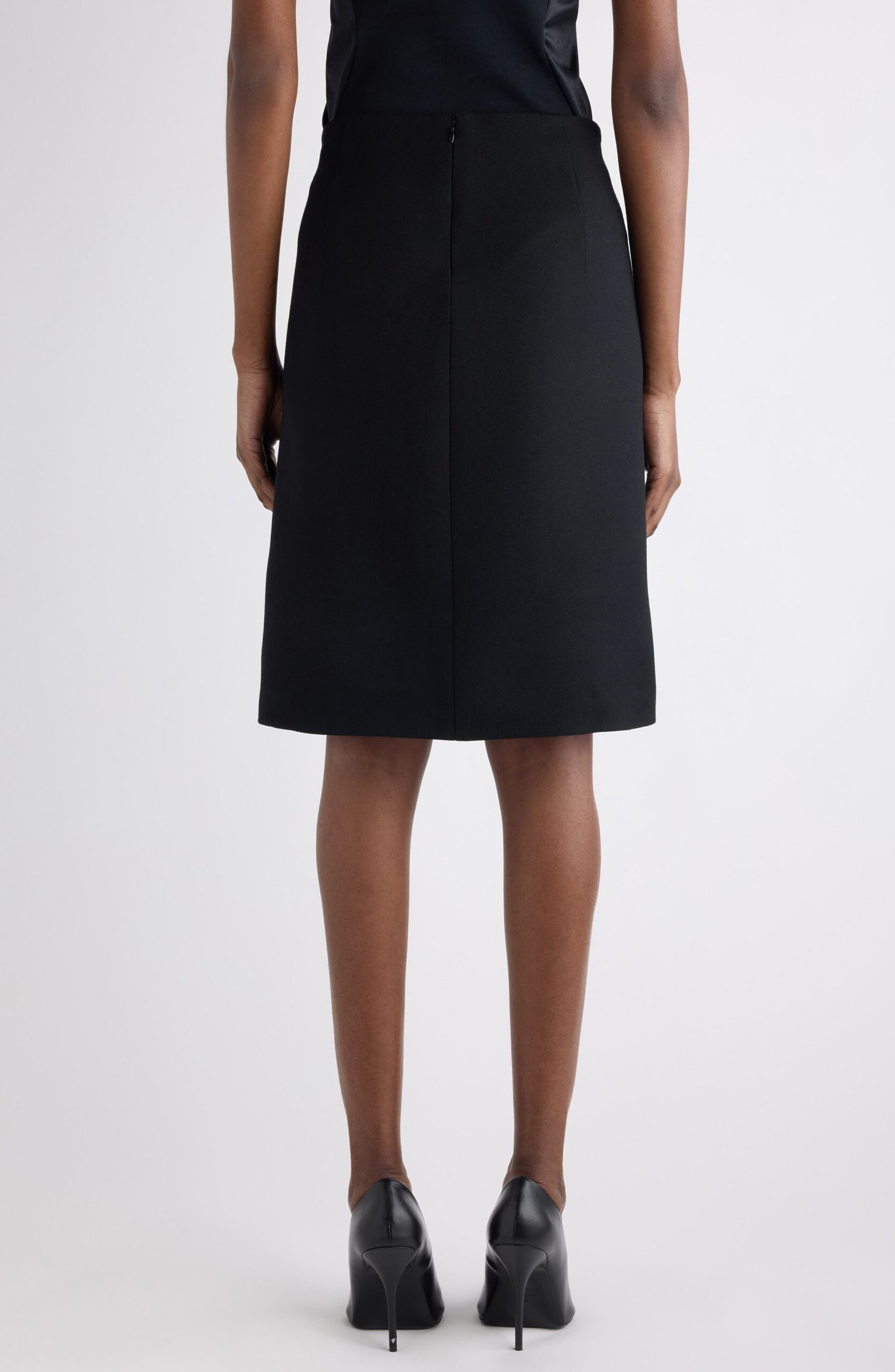 Balenciaga Wool Twill A-Line Midi Skirt - Image 3