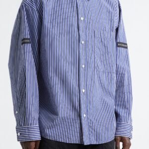 Balenciaga Oversize Stripe Cotton Blend Button-Up Shirt