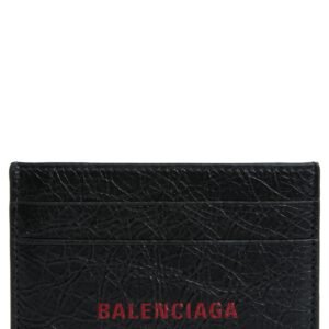 Balenciaga Cash Logo Leather Card Case