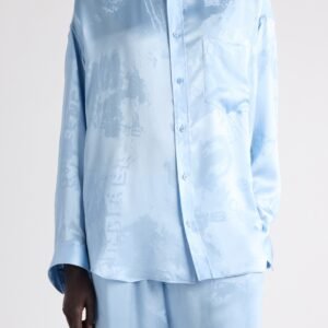 Balenciaga Washed Silk Cocoon Button-Up Shirt