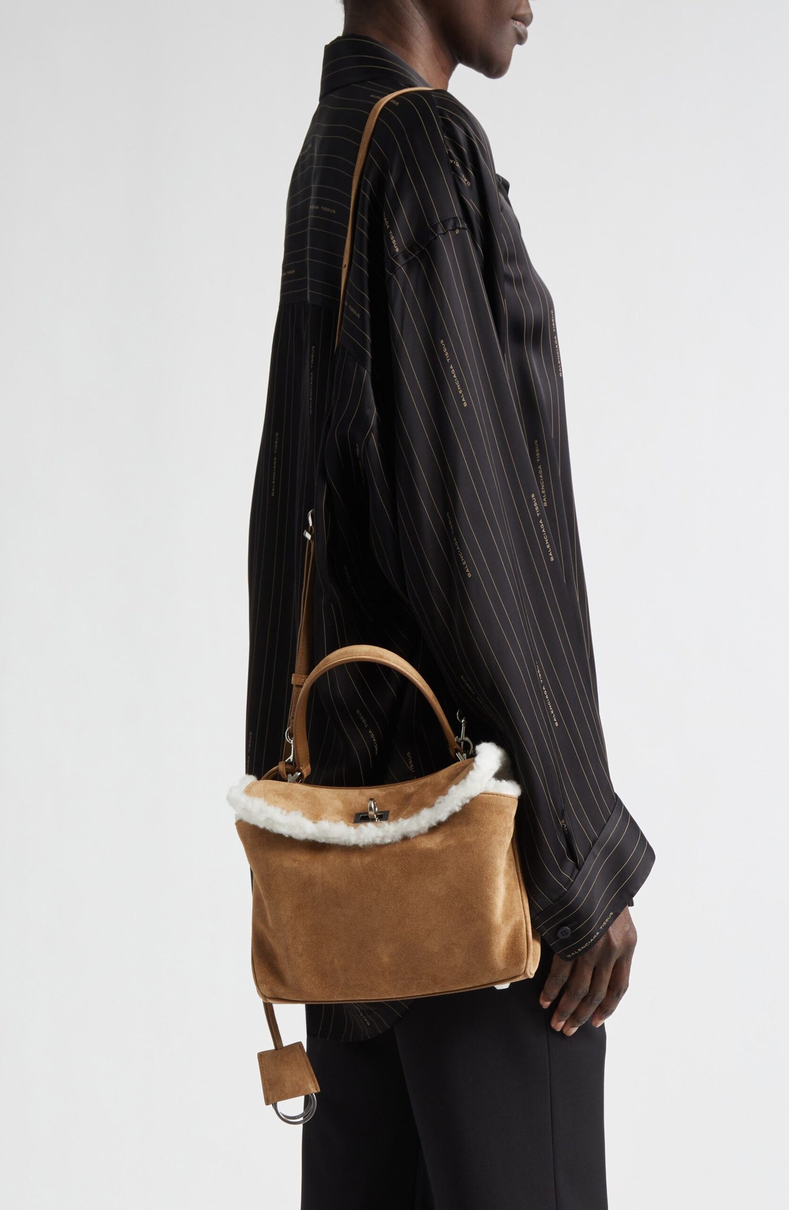 Balenciaga Mini Rodeo Suede & Fleece Top Handle Bag - Image 2