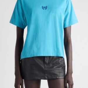 Balenciaga Laurel Embroidered Boxy Dry Jersey T-Shirt