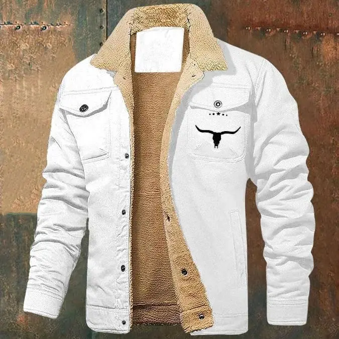 Men's Retro Western Winter Fleece Jacket Warm Fleece Lined Coat with Lapel Collar Cargo Pockets Sherpa Lined Trucker JackCasual Cotton Outerwear Khaki Long Sleeve Stylish Tops warm coat day deal athletic outerwear workwear menswear top cotton warm jacket - Image 6