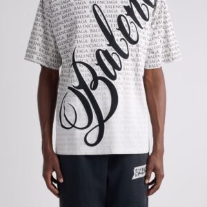 Balenciaga Medium Fit Big B Cursive Logo Graphic T-Shirt