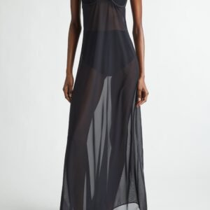 Balenciaga Naked Sheer Stretch Technical Tulle Dress