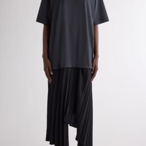 Balenciaga Tape Type Logo Pleated T-Shirt Dress