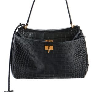 Balenciaga Rodeo Croc Embossed Leather Handbag