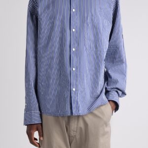 Balenciaga Oversize Stripe Cotton Blend Button-Up Shirt