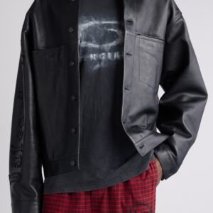 Balenciaga Logo Leather Shirt Jacket
