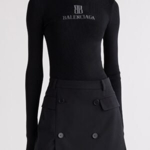 Balenciaga Nano Logo Rib Turtleneck Sweater