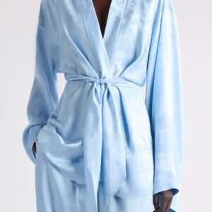 Balenciaga Washed Silk Long Sleeve Wrap Minidress