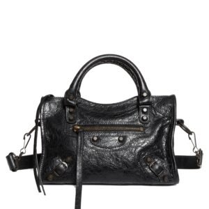 Balenciaga Mini Le City Crinkle Leather Top Handle Bag