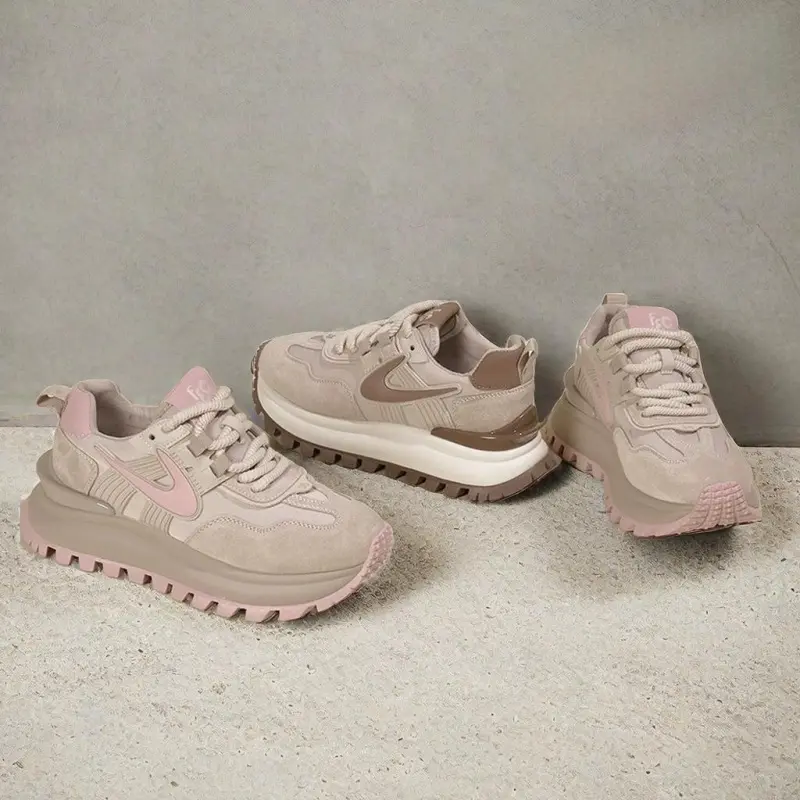 Trend Pink Shoes Stylish Platform Sneakers for Women, Lightweight Daily Wear Dad Shoes with Anti-Slip Sole and Cushion Support - Image 3