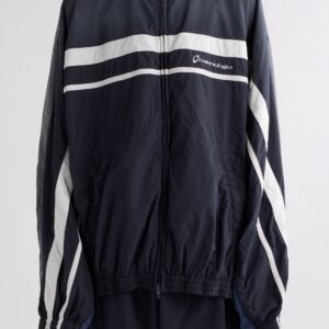 Balenciaga Oversize Distressed 50/50 Stripe Track Jacket
