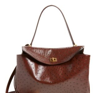Balenciaga Rodeo Ostrich Embossed Leather Top Handle Bag