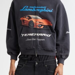 Balenciaga x Automobili Lamborghini Small Fit Full Zip Fleece Graphic Hoodie