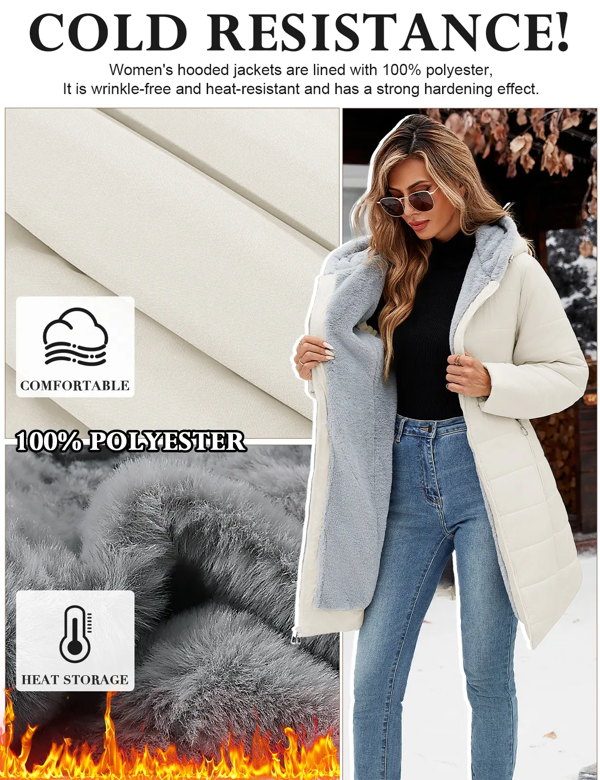 2025 Fitted Women's Winter Windproof Fur Warm Slim Fit Down Jacket - Waterproof Long Ski Coat for Commuting Womenswear Tops Basic Fitted Minimalist Outerwear Army Green. winter activewear - Image 2