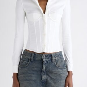 Balenciaga Corseted Stretch Poplin Button-Up Shirt