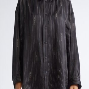 Balenciaga Logo Stripe Cocoon Button-Down Shirt