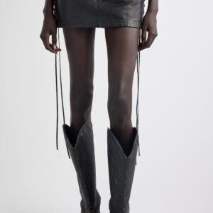 Balenciaga Lace-Up Leather Miniskirt