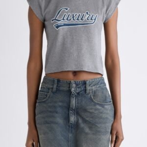 Balenciaga Luxury Script Appliqué Shrunken Cotton T-Shirt